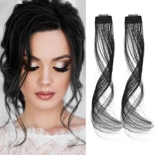 Miniatura 26 de REECHO Flequillos Laterales Largos con Ondas Rizadas, Flequillo de Cortina con Clip, Flequillos Frontales Laterales que Enmarcan el Rostro