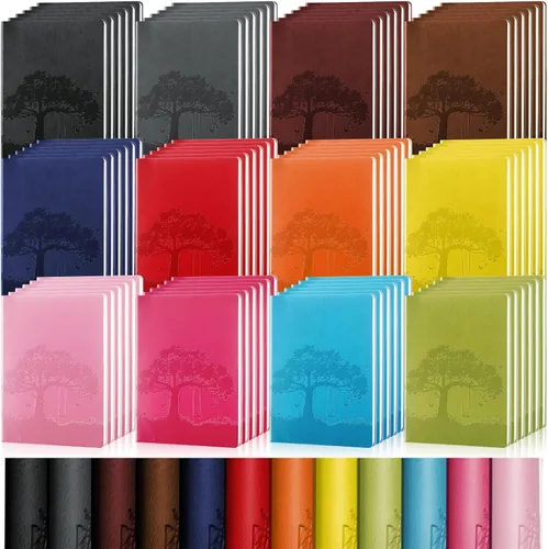 Miniatura 21 de TaoBary 12 diarios de piel sintética A5 a granel, coloridos diarios forrados con árboles, cuaderno de piel sintética suave, cuaderno de escritura a