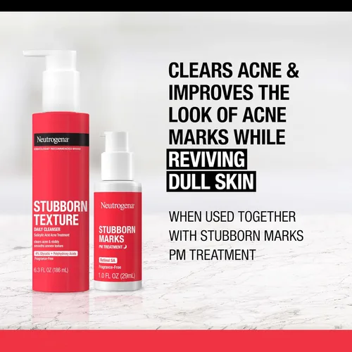 Miniatura 5 de Neutrogena Stubborn Texture Limpiador facial diario para acné, lavado facial de ácido salicílico + ácidos glicólicos y polihidroxi, sin fragancia