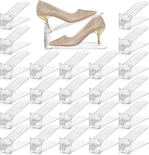 Miniatura 16 de FENRUNXU Organizador de zapatos para armario, organizador de zapatos apilables de doble capa, estante para zapatos, ahorro de espacio del 50%