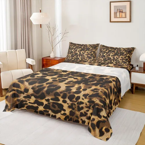 Miniatura 27 de Juego de sábanas abstractas de piel de guepardo, tamaño individual, decoración de lujo para habitación de niños, niñas y mujeres, juego de ropa