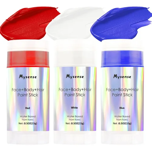 Miniatura 10 de Mysense Pintura en barra para el cabello facial y corporal morado pastel, a base de agua, lavable y temporal, pintura corporal crema no tóxica