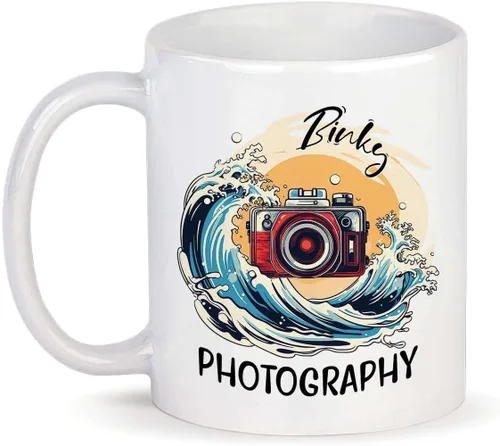 Miniatura 19 de Taza personalizada con texto en inglés "Me gusta destellar", taza de té de cerámica con cámara colorida personalizada con nombre, tazas de café