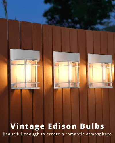 Miniatura 7 de Luces Solares de Valla, 8 Piezas de Luz de Cubierta Alimentadas por Energía Solar, Luces Solares Impermeables para Exteriores Decorativas