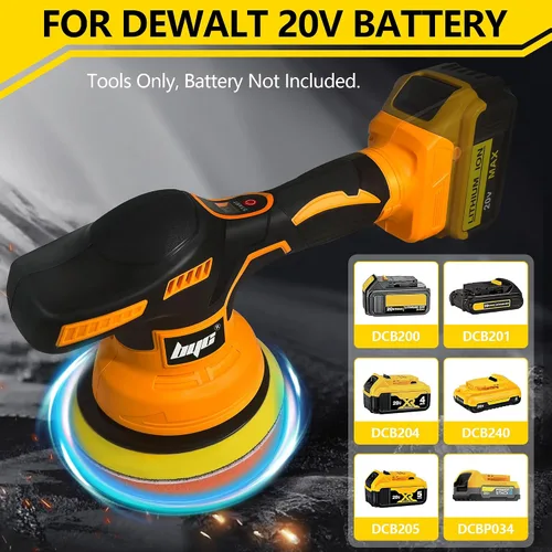 Miniatura 4 de Pulidora de búfer de coche inalámbrica para batería Dewalt de 20V, kit de pulidora de búfer orbital portátil de 6 pulgadas, pulidora de coche de 8
