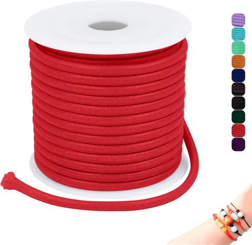 Miniatura 39 de CAMAL Cuerda de cera de 0.069 pulgadas para hacer pulseras, hilo encerado de 23 yardas para joyería y pulsera, cordón encerado para manualidades
