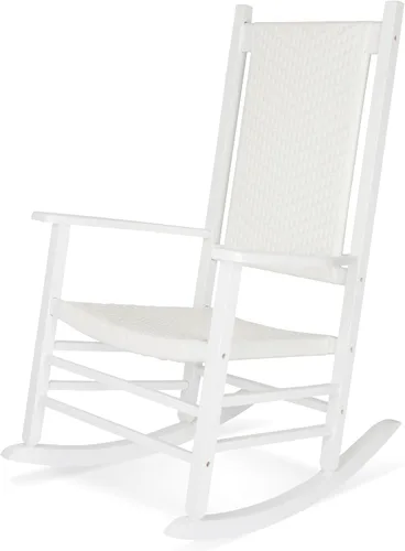 Miniatura 19 de Silla mecedora de madera moderna de Shine Company, balancín de porche ergonómico de asiento ancho, color negro