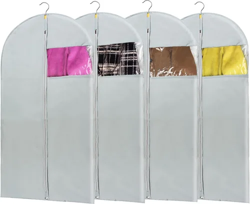Miniatura 8 de Bolsa de ropa transparente para almacenamiento en el armario, bolsas de vinilo para colgar ropa, bolsas cortas para colgar ropa, fundas de abrigo
