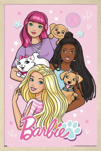 Miniatura 14 de Mattel Barbie - Bonito póster de pared, 22.4 pulgadas de largo x 14.7 pulgadas de ancho, versión enmarcada de madera de granero