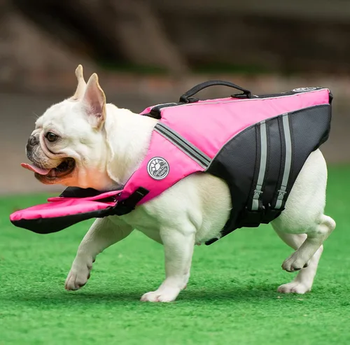 Miniatura 6 de Chaleco salvavidas para perro, chaleco salvavidas para bulldog francés para nadar en barco, chaleco de natación para perros con flotador de barbilla