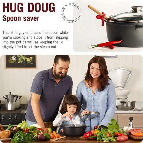 Miniatura 2 de Hug Doug - Soporte para cuchara y elevador de tapa para evitar que la cuchara se caiga, soporte de cuchara de silicona, soporte para cuchara