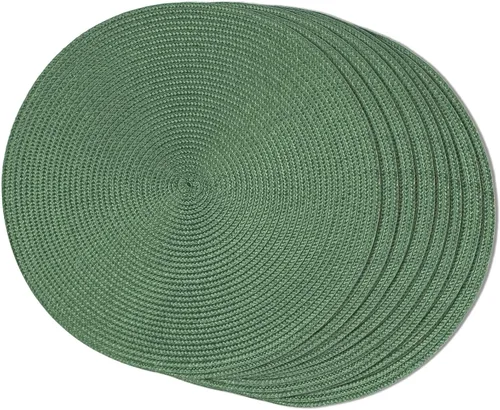 Miniatura 63 de FunWheat Juego de 6 manteles individuales redondos trenzados para mesas de comedor, tejidos, lavables, antideslizantes, de 15 pulgadas