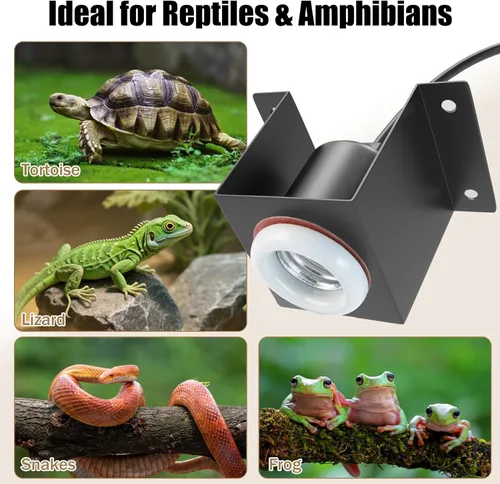 Miniatura 6 de Lámpara de calor de cerámica para reptiles, 2 soportes de luz de abrazadera de terrario para lagarto, gecko, serpiente, dragón barbudo, interruptor