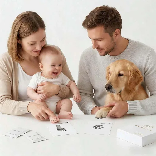 Miniatura 5 de Tarjetas de hitos sin tinta para bebé, kit de fundición a mano, kit de huellas de manos y huellas de tinta para perros o gatos, kit de huellas