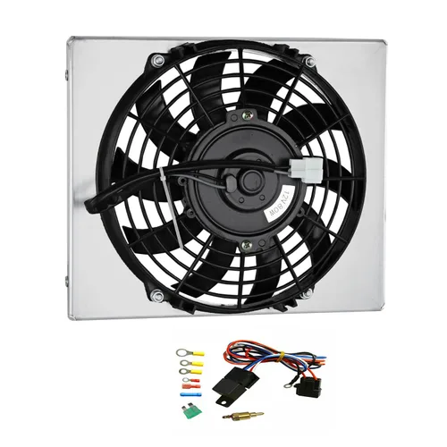 0413205 Cubierta de radiador de aluminio de alto rendimiento + relé de ventilador de 12 pulgadas para Artic Cat Prowler 700 550 TRV 700 550 450 OEM