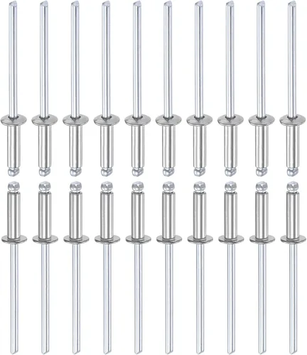 Miniatura 17 de DTGN Remaches ciegos de 0.126 in x 0.197 in (DxL) – Paquete de 100 – Bueno para la unión de maquinaria – Remache de extremo abierto de cúpula