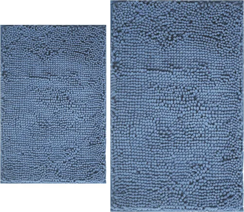 Miniatura 32 de Juegos de alfombras de baño de 2 piezas, alfombra de baño de felpilla extra suave ultra absorbente, alfombra de baño con base antideslizante de PVC