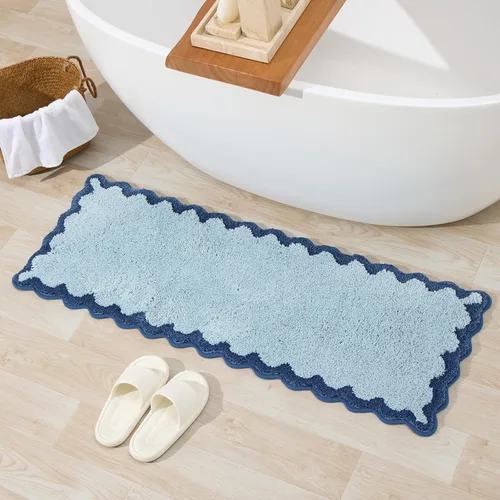 Miniatura 44 de ORTIGIA Pequeña y Linda Alfombra de Baño con Volados, Alfombras de Baño de Microfibra de Lujo en Blanco y Rosa, Antideslizante, Lavable, de Secado