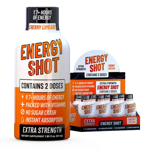 Miniatura 29 de Blue Raspberry Extra Strength Energy Shot 12 unidades – 260 mg de cafeína natural B12 B6 – Apoyo de energía y enfoque – 2 porciones sin azúcar Té