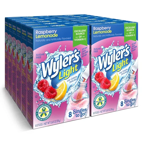 Miniatura 9 de Wyler's Light Paquetes de polvo Singles to Go, mezcla de bebida de agua, paquete variado de 40 unidades, limonada rosa, fresa y arándanos, sin