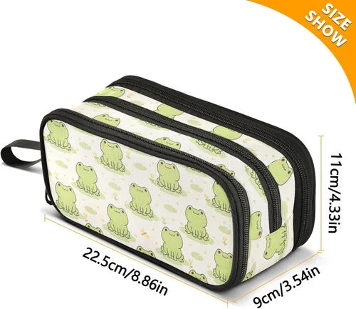 Miniatura 3 de MNSRUU Estuche grande para lápices, estuche estético con diseño de rana linda, organizador de marcadores, caja de lápices para niñas, niños