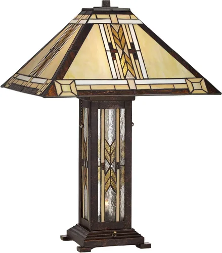 Miniatura 2 de Franklin Iron Works Drake Mission Collection 25 1/2" de alto, lámpara de mesa estilo Tiffany de estilo granja rústico sudoccidental, luz nocturna