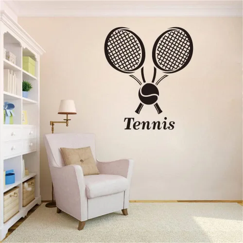 Miniatura 7 de Adhesivo de pared para jugador de tenis, diseño moderno de silueta deportiva para adolescentes, atletas o fanáticos, decoración única de PVC