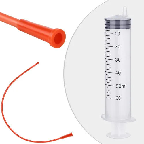 Miniatura 2 de Jutom El kit de 10 tubos de alimentación para cachorros incluye 5 unidades de 8 tubos de alimentación para cachorros de goma roja FR y 5 jeringas
