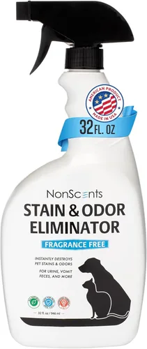 NonScents Spray eliminador de manchas y olores para olores fuertes, 32 onzas, eliminador de olores de mascotas para el hogar, removedor de manchas