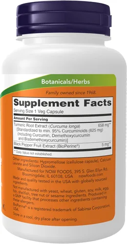 Miniatura 2 de Now Supplements, curcumina de cúrcuma con BioPerine, apoyo al sistema inmunológico, estandarizado al 95% de curcuminoides, absorción mejorada*, 90