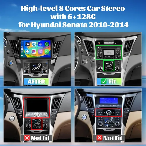Miniatura 2 de [8 núcleos 6+128G] Radio de coche Android para Hyundai Sonata 2010-2014, 9 pulgadas 1280 * 720 pantalla táctil estéreo con Carplay/Android