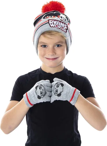 Miniatura 2 de Ryans World Ryan and Combo Panda - Juego de 3 piezas de guantes y bufanda con pompón para niños Ryan y Combo Panda