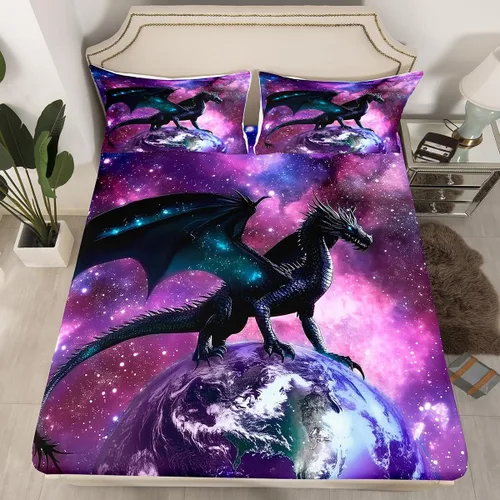 Miniatura 24 de Erosebridal Sábana bajera ajustable con patrón de piedra azul con estampado de mármol azul, juego de ropa de cama líquida trippy para niños, niñas