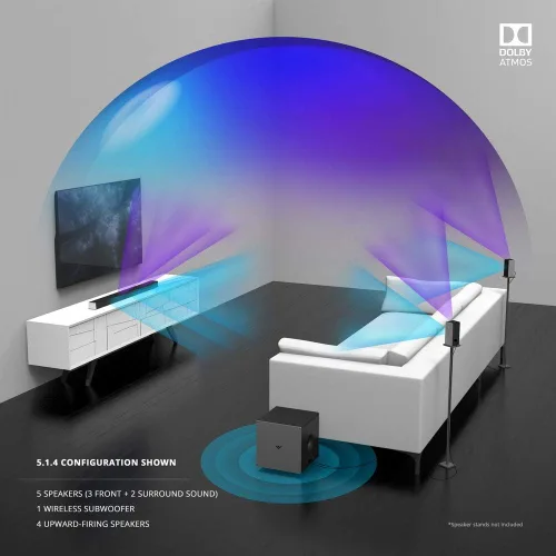 Miniatura 4 de VIZIO SB36514-G6 36 pulgadas 5.1.4 Sistema de sonido de cine de alta calidad en casa con Dolby Atmos y altavoz de subgraves inalámbrico, color negro
