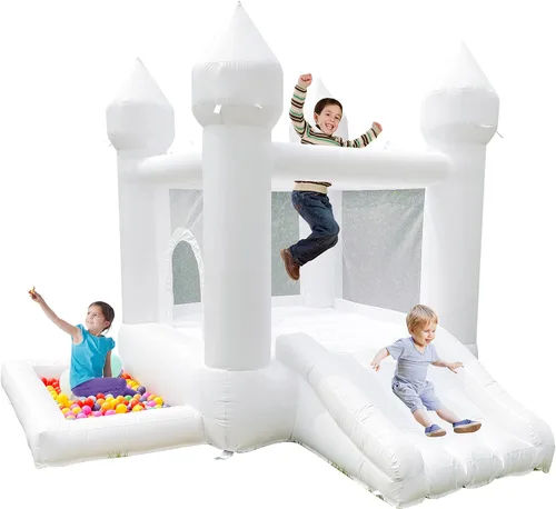 Miniatura 7 de POYOUNGHU Casa de Rebote Blanca, Casa con Inflador, Inflable para Saltar, Juguete para Niños, Material Extra Grueso Cosido para Mayor Durabilidad