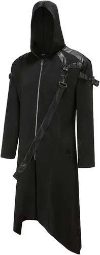 Miniatura 2 de Chaqueta con capucha estilo steampunk renacentista para hombre, estilo gótico victoriano