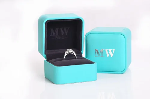 Miniatura 6 de Mwring PVD - Anillo de compromiso de moissanita para mujer, anillo de boda de plata de ley 925 con chapado en oro de 18 quilates, anillo