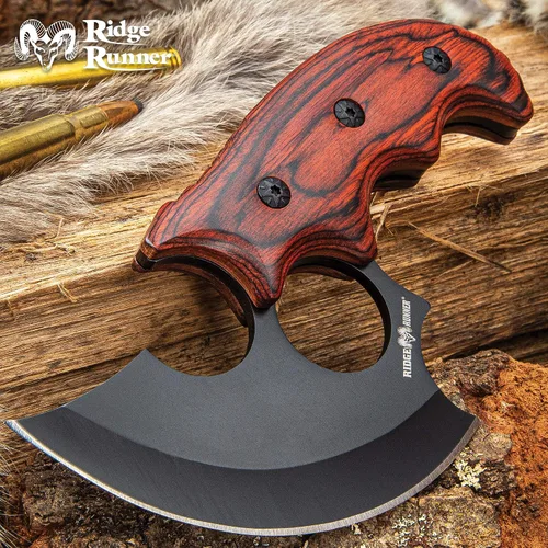 Miniatura 2 de Ridge Runner Mini cuchillo Ulu modificado con funda Cuchillo de caza y desollado de acero inoxidable de espiga completa de 6 1/2