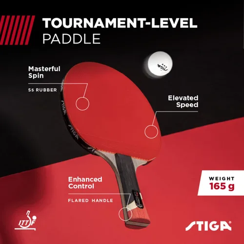 Miniatura 2 de STIGA Pro Carbon + Raptor Performance-Level Table Tennis Rackets with Carbon Technology for Tournament Play - 7-ply Blade with Flared Handles - 2mm