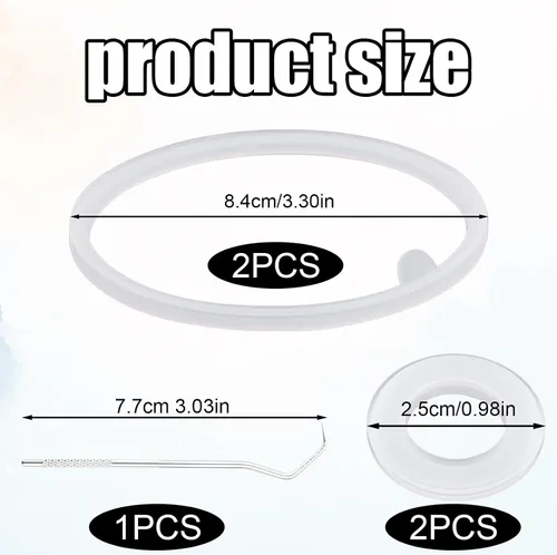 Miniatura 2 de Juego de 4 piezas de junta de tapa de repuesto para botella de licuadora, Strada Flip Shaker Cup Water Bottle Parts Accesorios con gancho, anillo