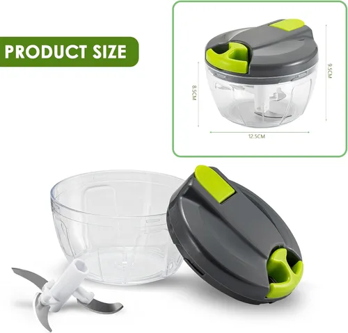 Miniatura 7 de Picadora manual multifunción de alimentos y procesadores con mango y cubierta, trituradora de verduras, prensa de ajo, adecuada para cebollas, ajo