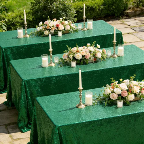 Miniatura 5 de Mantel de lentejuelas color verde hierba de 50 x 80 pulgadas, mantel de mesa con purpurina, secuencia brillante para decoración de mesa de Acción