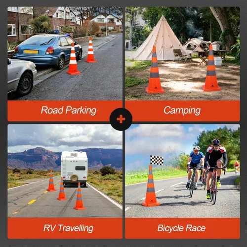 Miniatura 3 de RoadHero Paquete de 2 conos plegables de seguridad de tráfico de 36 pulgadas, conos emergentes multiusos con cuello reflectante para seguridad vial