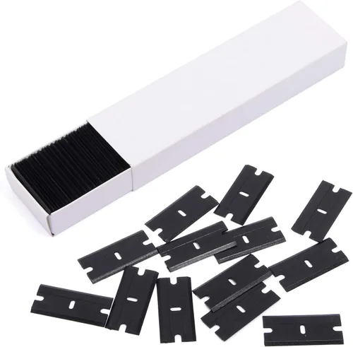 Miniatura 6 de EHDIS 100 hojas de plástico de doble filo para rascador de vidrio de seguridad y herramienta de raspador de afeitar, quitar calcomanías, Negro