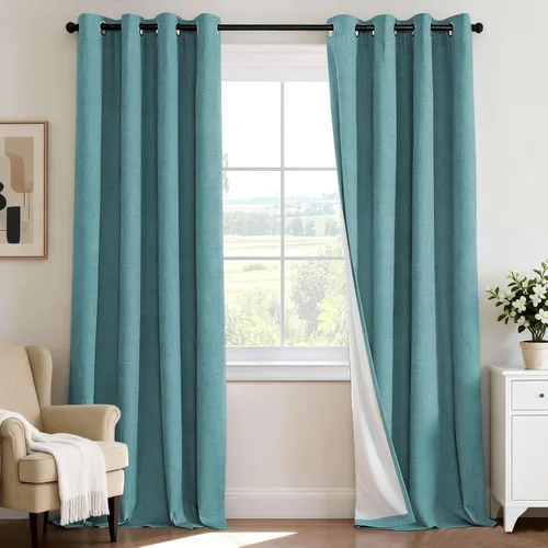 Miniatura 58 de H.VERSAILTEX - Cortina opaca 100 % de lino de 108 pulgadas de largo para dormitorio, con aislamiento térmico, lino texturizado, ahorro de energía