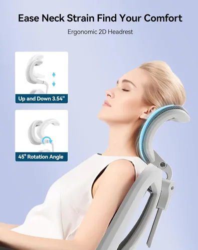 Miniatura 4 de SIHOO M57 Silla de oficina ergonómica de malla, silla de escritorio con respaldo alto para el hogar con reposabrazos 3D, soporte lumbar y Gris claro