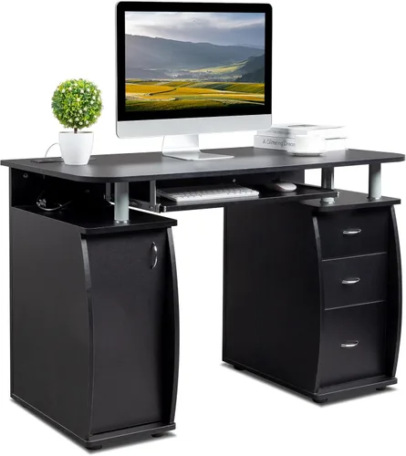 Miniatura 13 de Karl home Escritorio para ordenador de estudio y escritura, mesa para PC y portátil de madera para oficina en casa con estante de cajón, bandeja