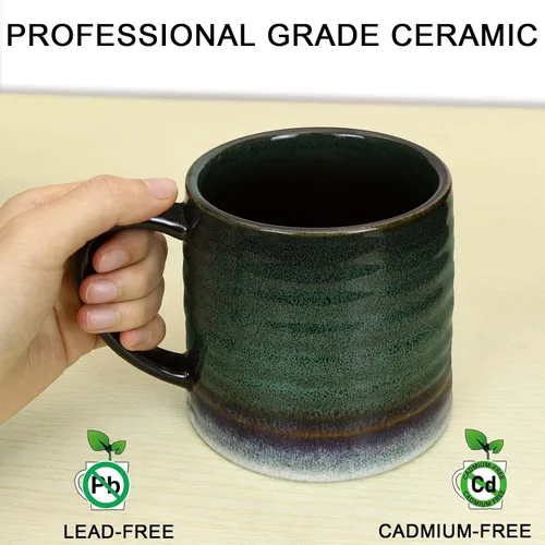 Miniatura 4 de Taza de café grande de cerámica de 18 oz, 500 ml, taza de té grande de cerámica hecha a mano para oficina y hogar, mango grande fácil de sostener
