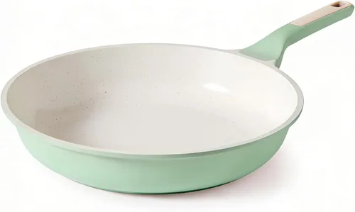 Miniatura 13 de SENSARTE Sartén antiadherente de cerámica de 8 pulgadas, sartén saludable no tóxica, sartén para tortilla compatible con inducción con mango Blanco