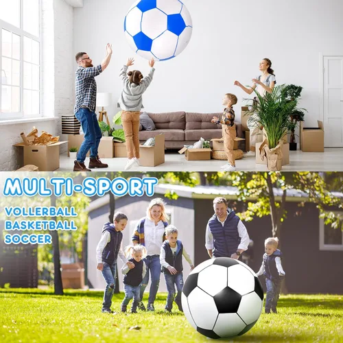 Miniatura 5 de Lewtemi 2 pelotas de fútbol inflables gigantes de 40 pulgadas, globos de playa grandes y enormes globos de fútbol, deporte, fiesta de cumpleaños